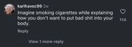 Comment from Hiphop-N-Hope's account where the rockstar revealed his minimalistic and shocking diet. (Image via Instagram/@hiphopnmore)